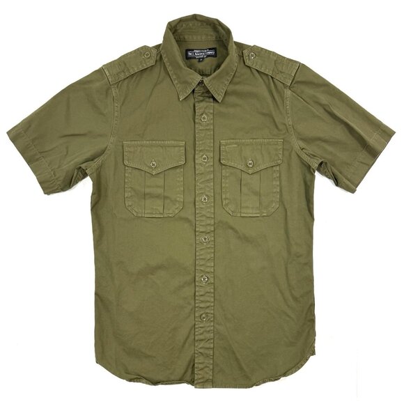 J Peterman Co Mens Shirt Sz Small Field Outdoor Safari Pockets Epaulettes Green - Picture 1 of 10